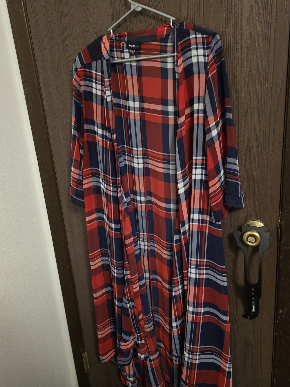 torrid Red and Navy Plaid Button-Front Shirt